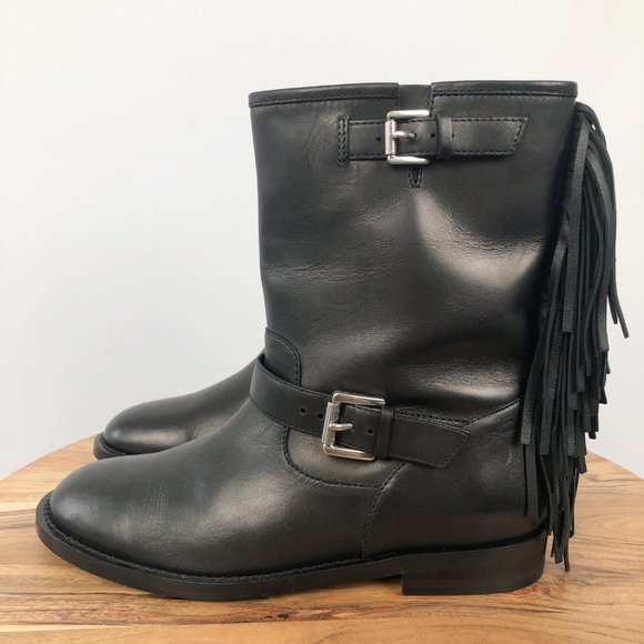 New Michael Kors Collection Ingrid Fringe Leather Moto Western Rock & Roll Boots - Picture 6 of 15